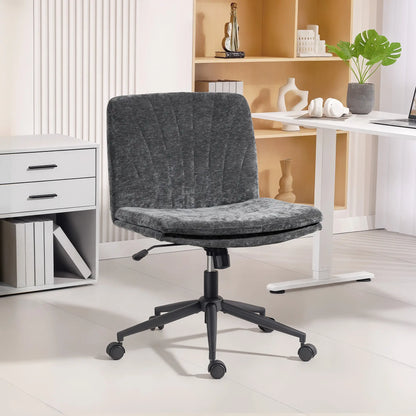 Criss Cross Chair with Wheels, Wide Office Chair, Adjustable Height, Tilting, Grey Task Chairs at Gallery Canada
