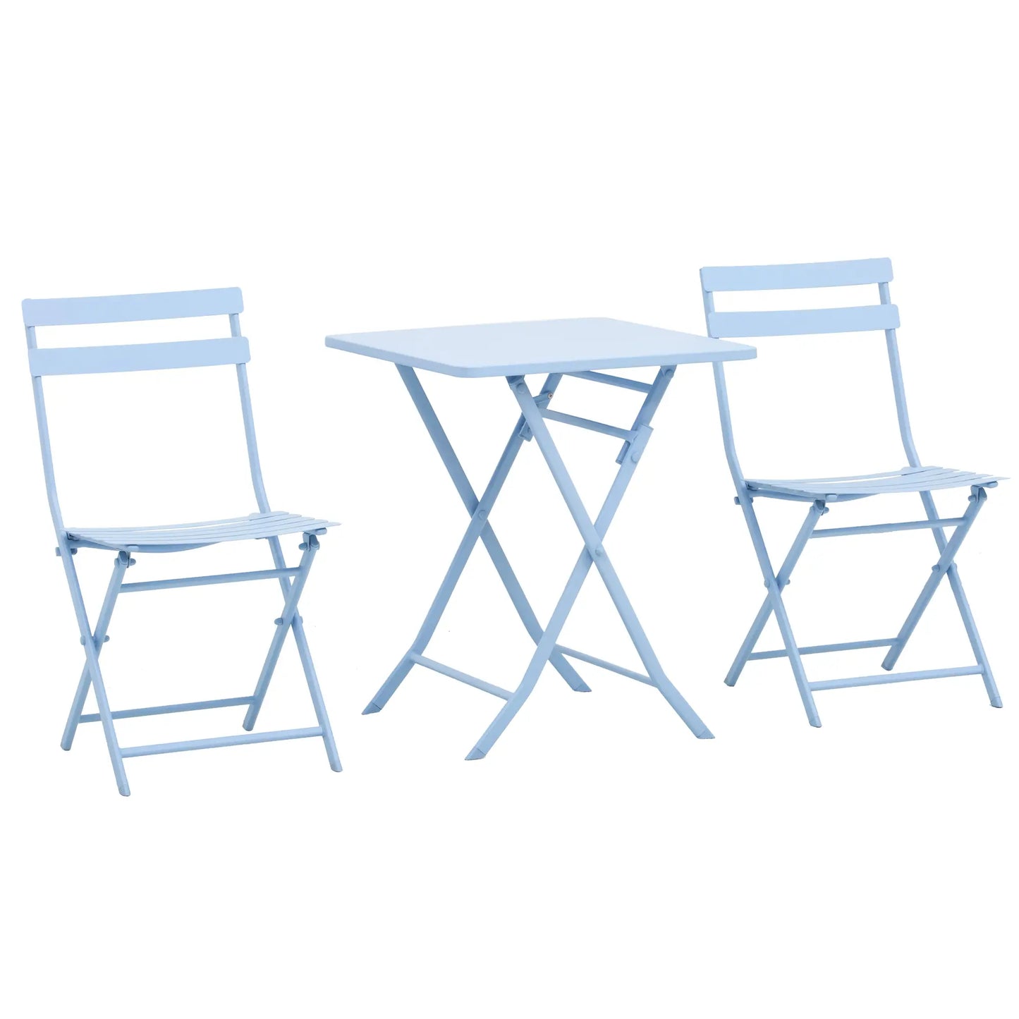 3-Piece Garden Bistro Set, Foldable Chair & Square Table, Blue Bistro Sets Blue at Gallery Canada