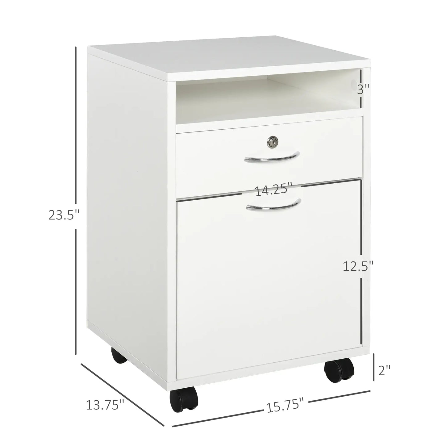 24" Vertical Filing Cabinet with Lock, Mobile, White Office Cabinets & Cupboards at Gallery Canada