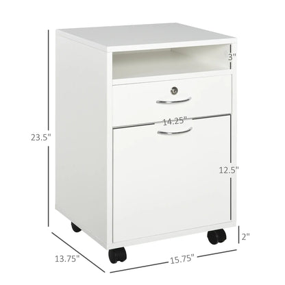 24" Vertical Filing Cabinet with Lock, Mobile, White Office Cabinets & Cupboards at Gallery Canada