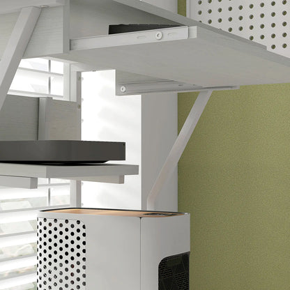 32" Mobile Computer Table, Rolling Study Desk with Keyboard Tray, White Computer Desks at Gallery Canada