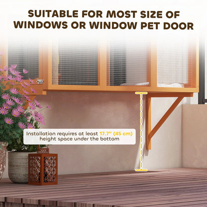 Wooden Catio Outdoor Enclosure, 2 Jumping Platforms, Scratching Post, Orange Outdoor Cat Enclosures at Gallery Canada