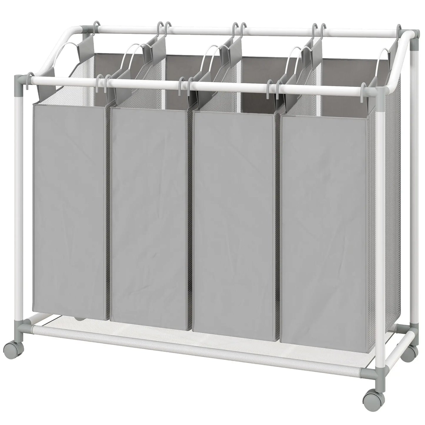 160L Laundry Hamper with Wheels, 4 Removable Bags, Grey Bath Accessories Grey, White at Gallery Canada