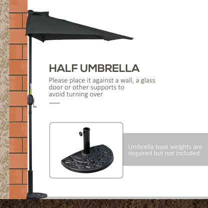 9.8ft Half Umbrella, Semi Round Patio Parasol, Crank Handle, Top Vent, Black Sun Umbrellas at Gallery Canada