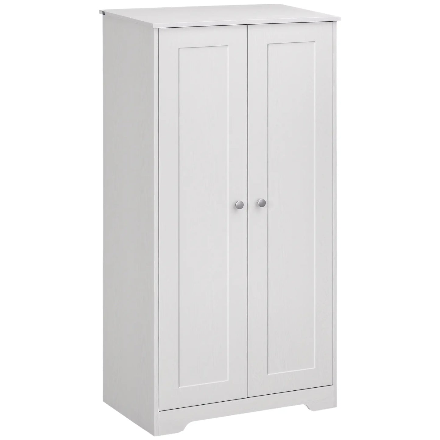 Kitchen Storage Cabinet, 2 Door Pantry with Adjustable Shelves, Distressed White, White Storage Cabinets at Gallery Canada