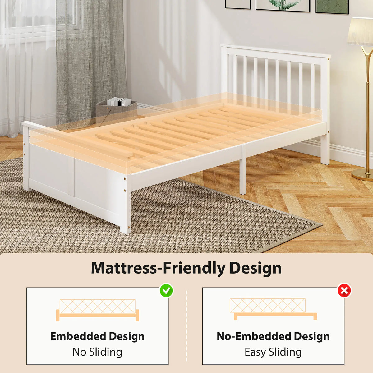 Pine Twin Bed Frame, Wood Storage Drawers, White Bed Frames at Gallery Canada