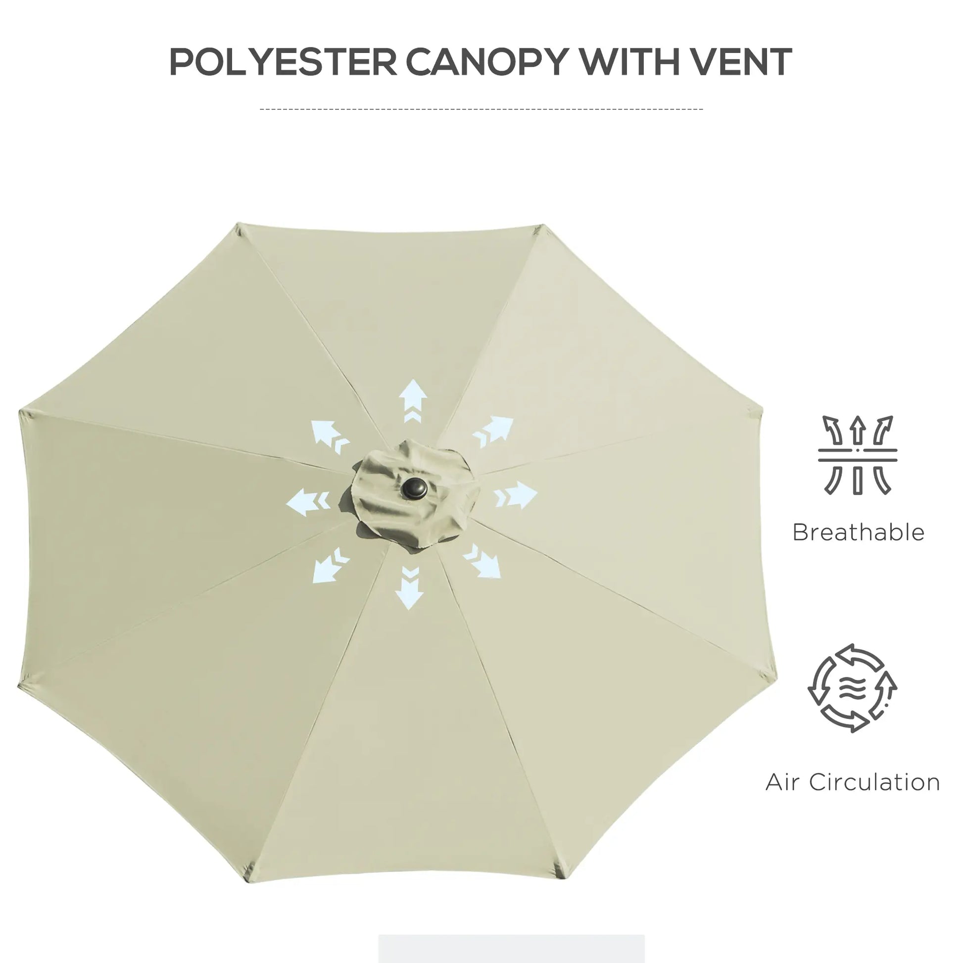 10' x 8' Round Market Umbrella, Crank Handle, Tilt, Beige Sun Umbrellas at Gallery Canada