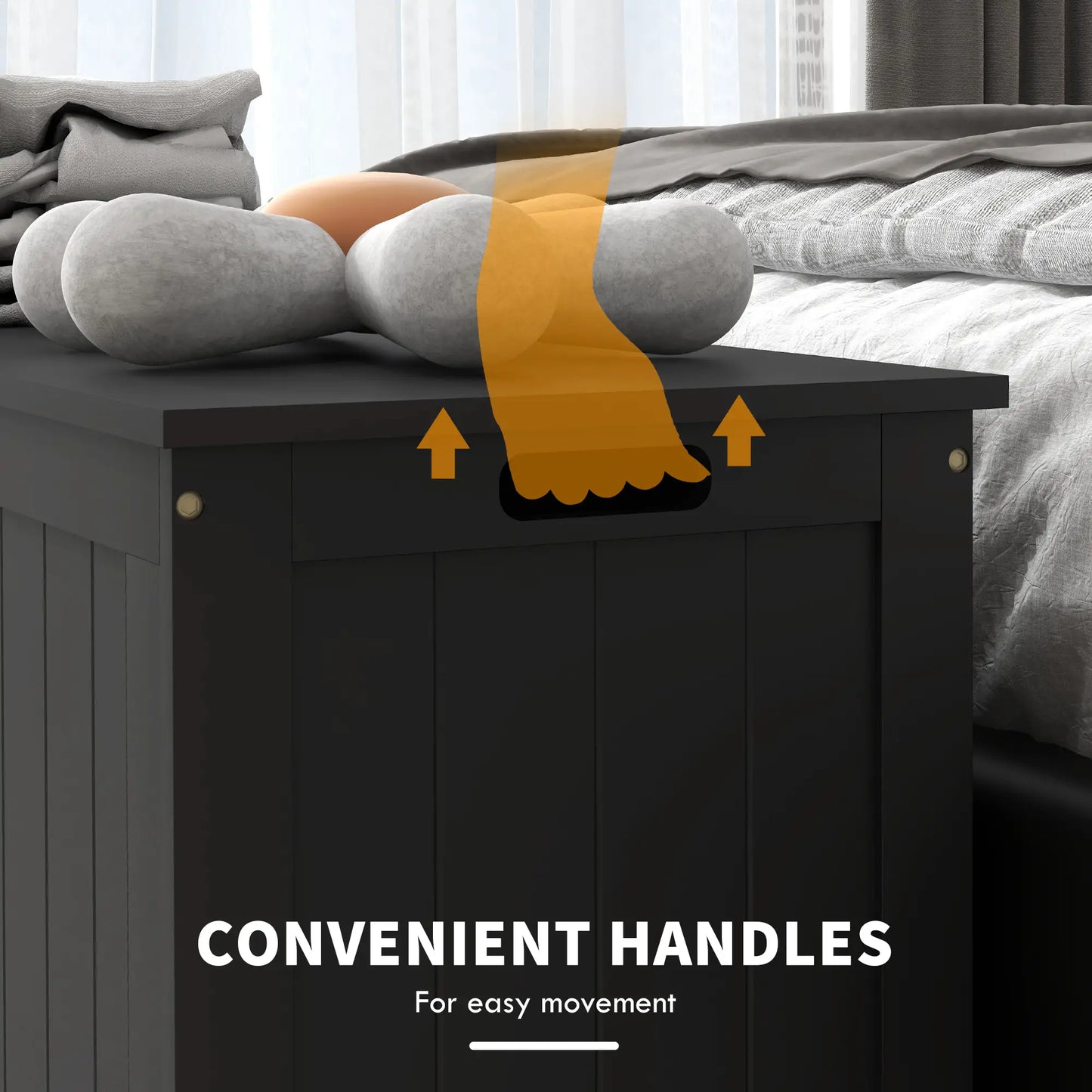 Storage Trunk, Modern Entryway Bench with Side Handles, Black Storage Ottomans & Benches at Gallery Canada