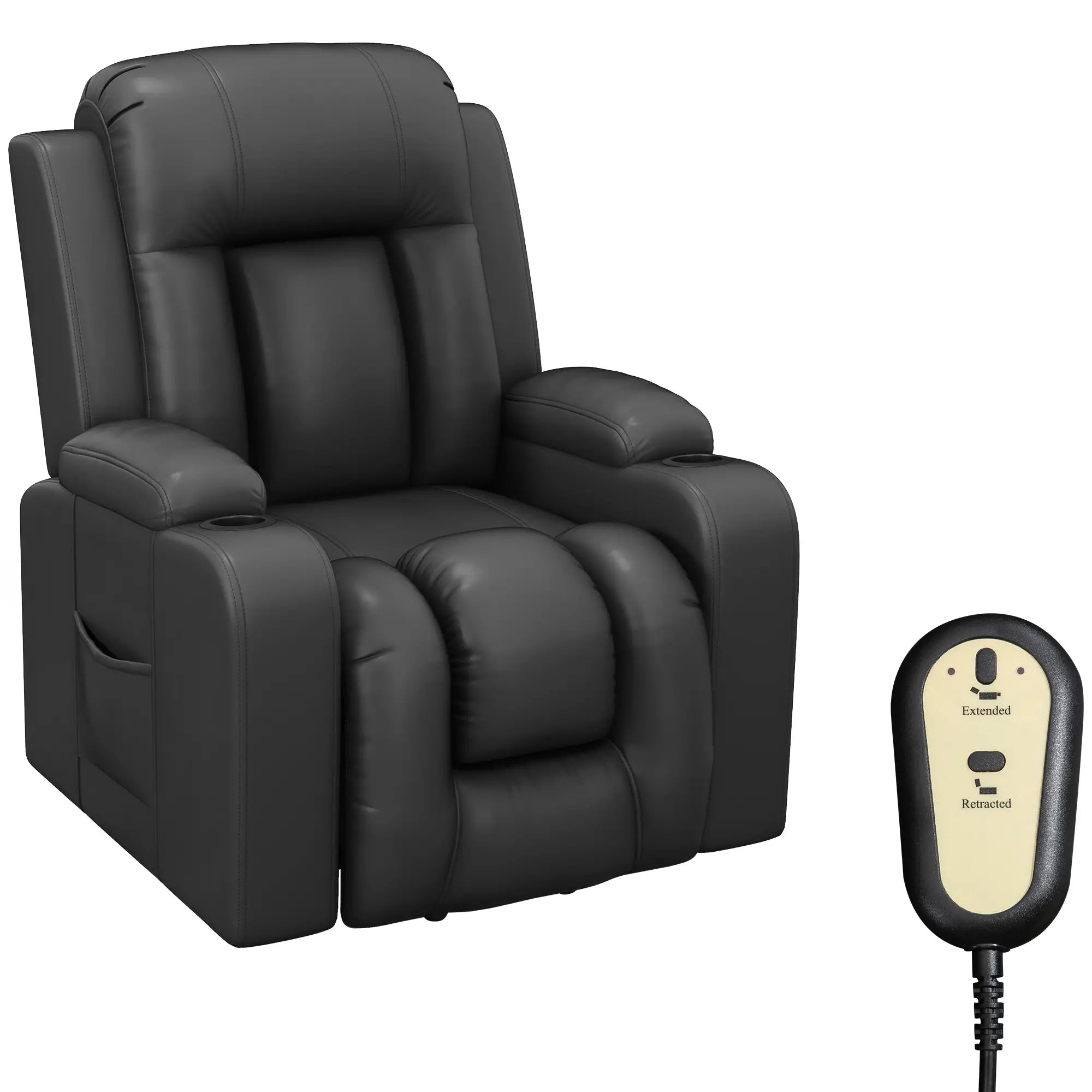 Electric Lift Chair, Power Recliner with Footrest, Remote, Cup Holders, Grey Electric Power Lift Chairs Grey at Gallery Canada