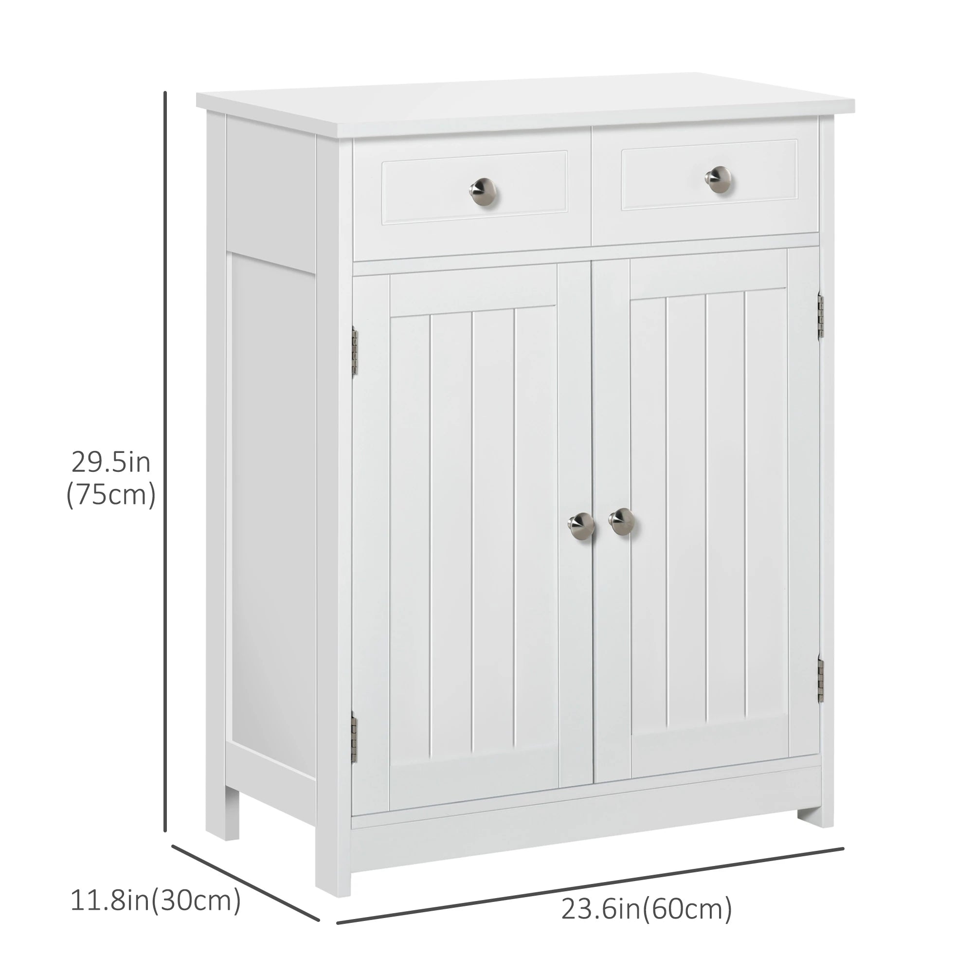 Freestanding Bathroom Cabinet, 2 Door, 2 Drawers, Adjustable Shelf, White Bathroom Cabinets at Gallery Canada