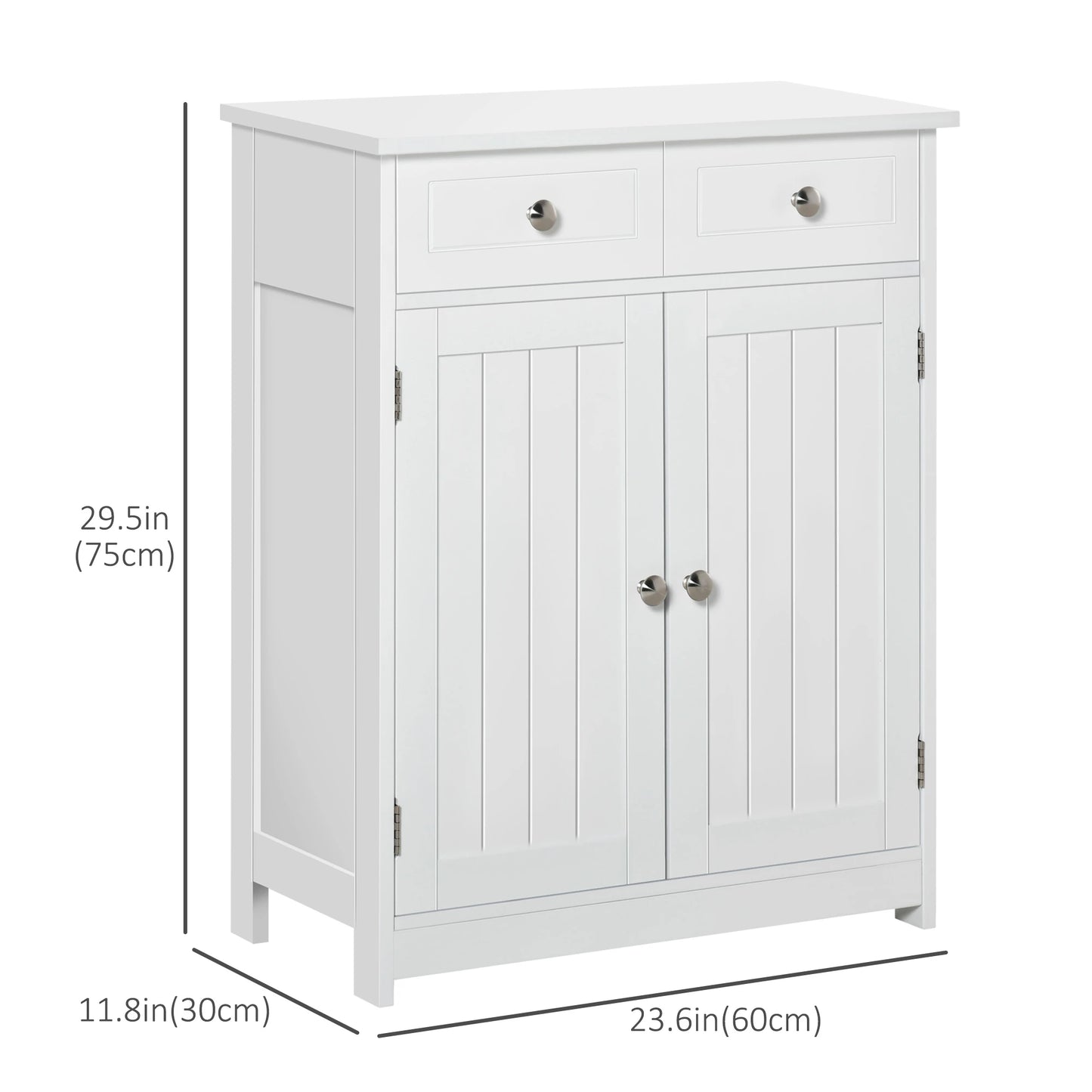 Freestanding Bathroom Cabinet, 2 Door, 2 Drawers, Adjustable Shelf, White Bathroom Cabinets at Gallery Canada