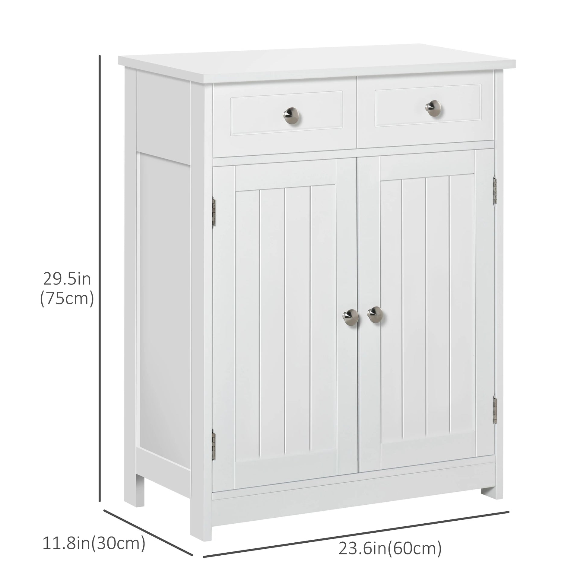Freestanding Bathroom Cabinet, 2 Door, 2 Drawers, Adjustable Shelf, White Bathroom Cabinets at Gallery Canada