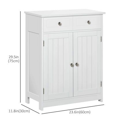 Freestanding Bathroom Cabinet, 2 Door, 2 Drawers, Adjustable Shelf, White Bathroom Cabinets at Gallery Canada