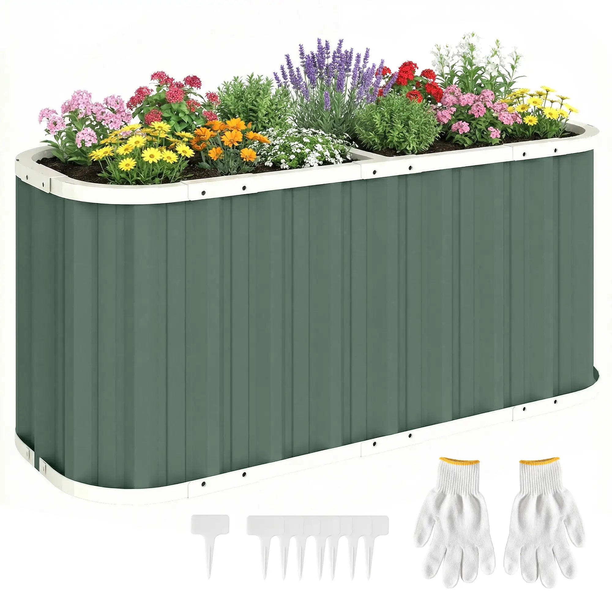 Galvanized Raised Garden Bed, Deep Rot Planter Box, 5' x 2' x 2', Light Green Galvanized Planter Boxes at Gallery Canada