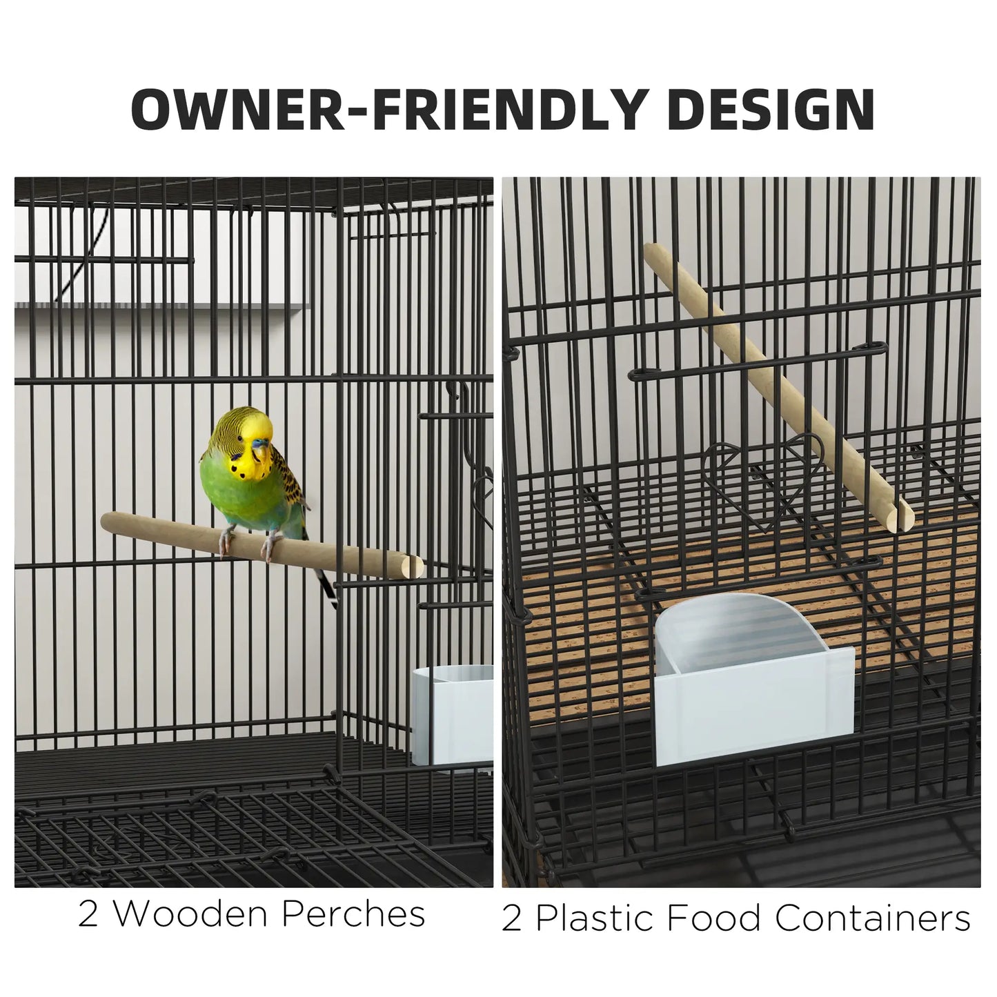 Lovebird, Finch Budgie Cage, Removable Tray, Wooden Perches, 30" L x 18" W x 18" H, Canary Bird Cages at Gallery Canada