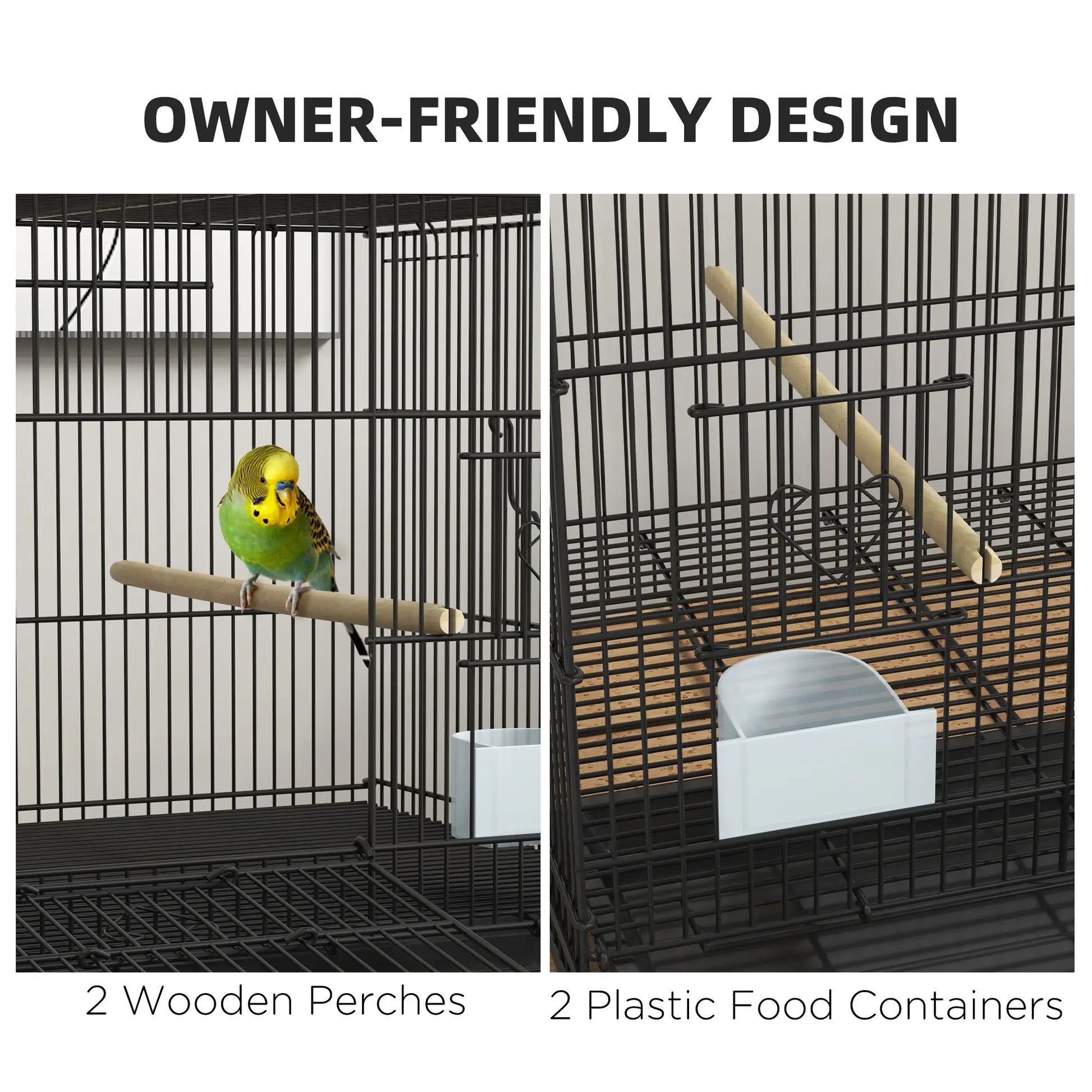 Lovebird, Finch Budgie Cage, Removable Tray, Wooden Perches, 30" L x 18" W x 18" H, Canary Bird Cages at Gallery Canada