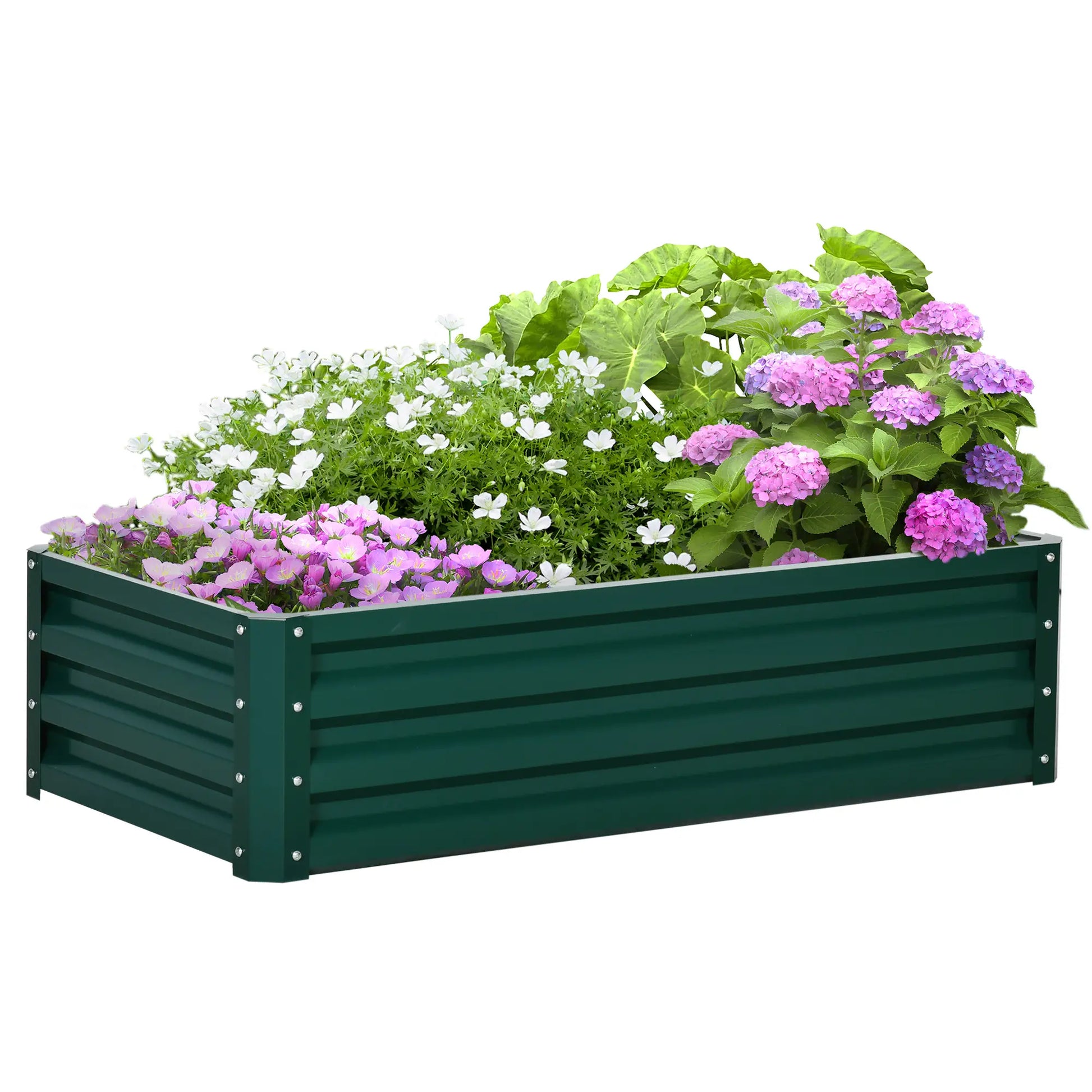 Galvanized Raised Garden Bed, Outdoor Planter Box, 4' x 2' x 1', Green Galvanized Planter Boxes at Gallery Canada
