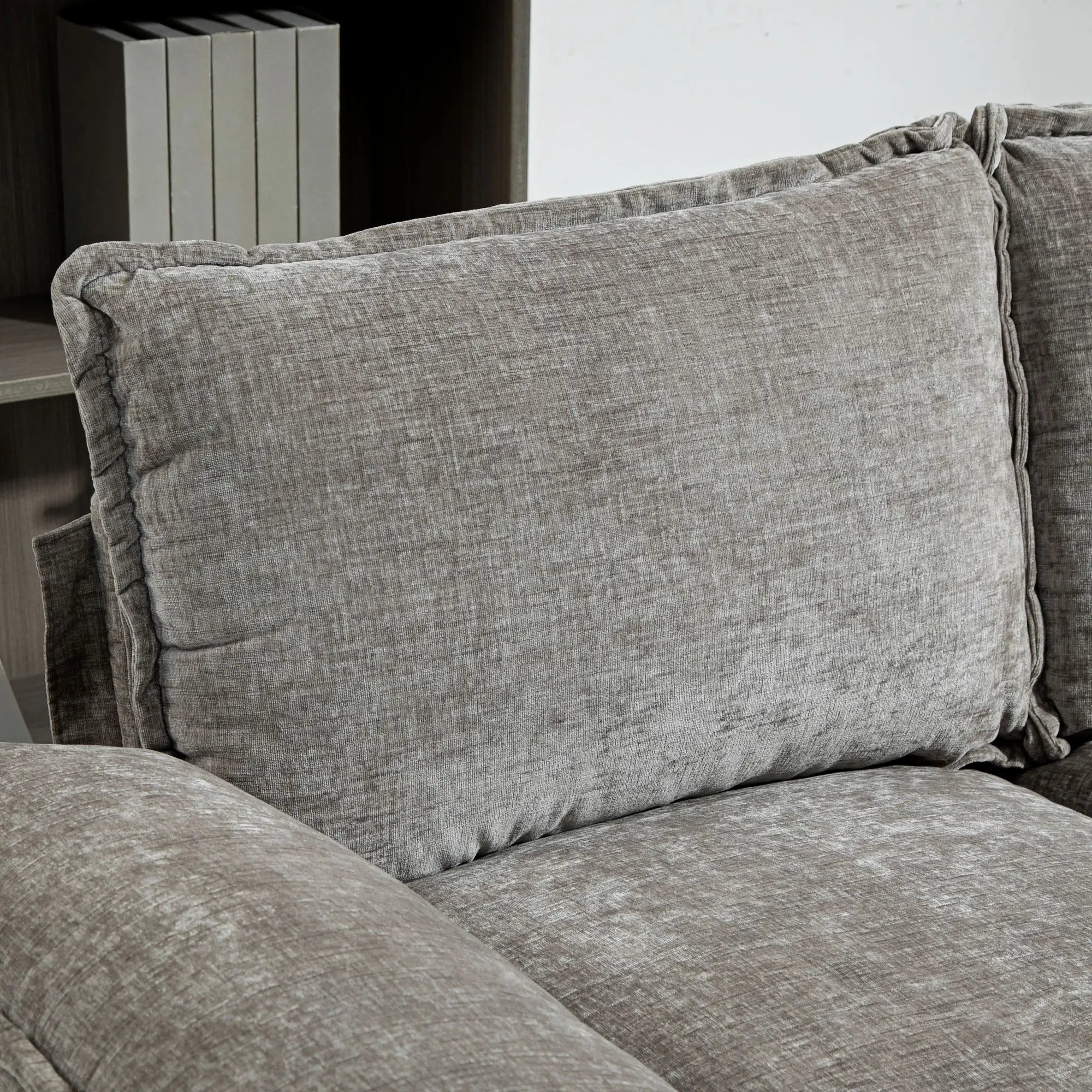 Chenille L-Shaped Sofa with Chaise Lounge, Double-Layer Seat Cushion, Grey Sofas & Reclining Chairs at Gallery Canada