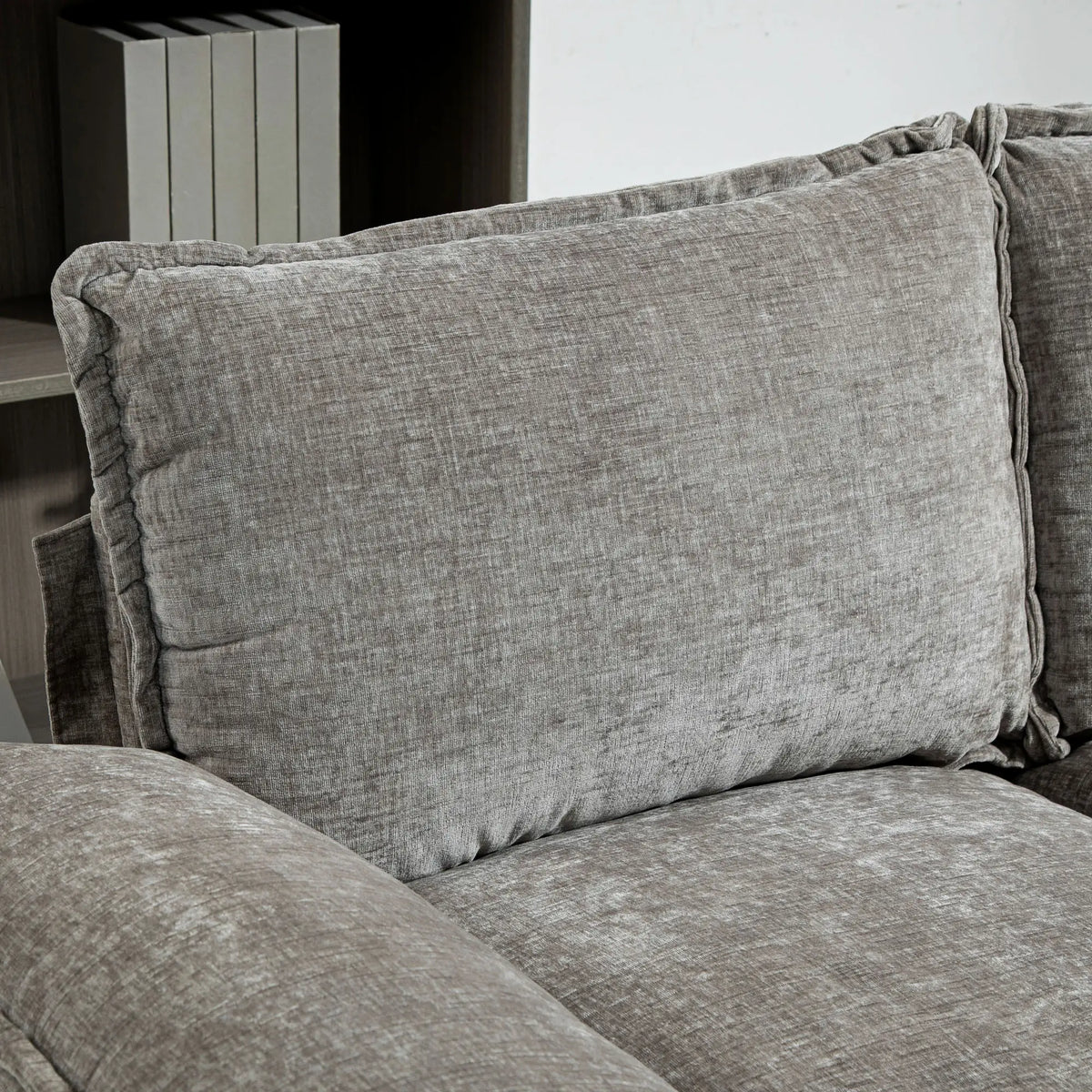 Chenille L-Shaped Sofa with Chaise Lounge, Double-Layer Seat Cushion, Grey Sofas & Reclining Chairs at Gallery Canada