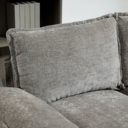 Chenille L-Shaped Sofa with Chaise Lounge, Double-Layer Seat Cushion, Grey Sofas & Reclining Chairs at Gallery Canada
