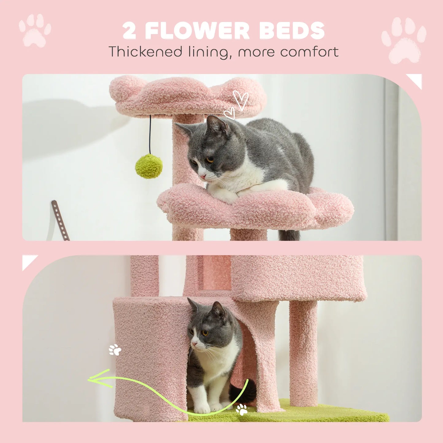 Flower Cat Tree, Sisal Scratching Posts, Multi-Level Tower, Pink Cat Trees at Gallery Canada