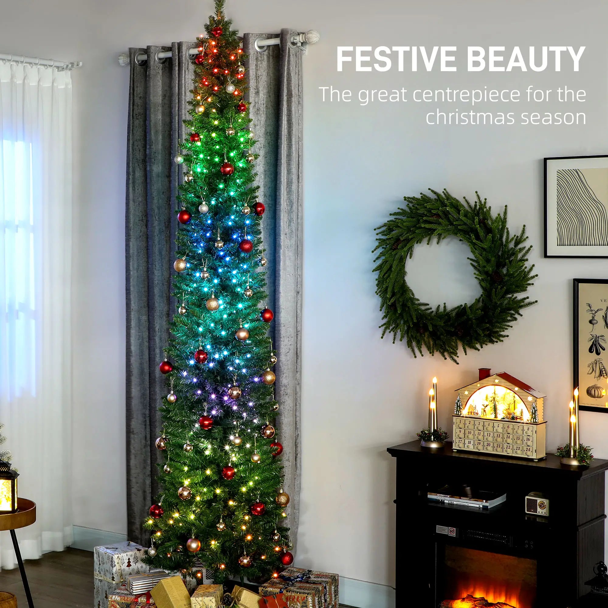 9ft DIY Synchronized LED Hinged Pencil Christmas Tree, Green Pencil Christmas Trees at Gallery Canada