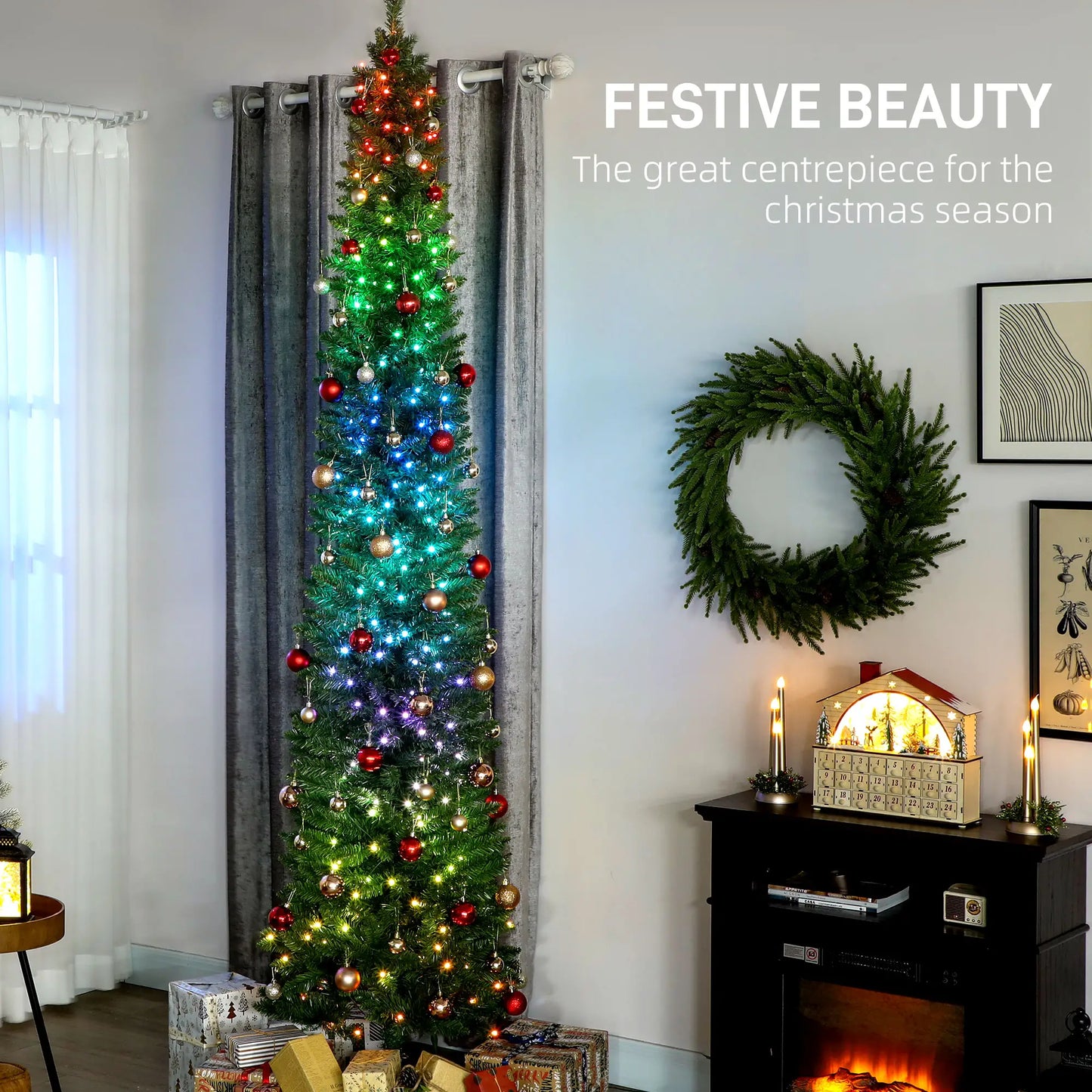 9ft DIY Synchronized LED Hinged Pencil Christmas Tree, Green Pencil Christmas Trees at Gallery Canada