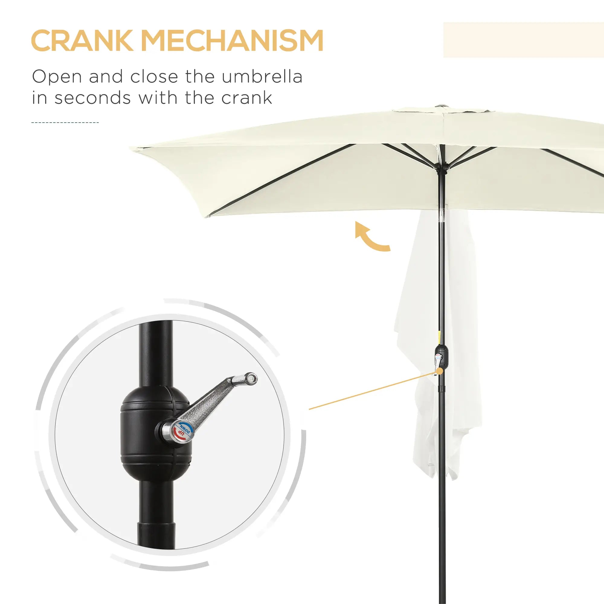 6.5x10ft Rectangle Aluminum Patio Umbrella, Outdoor Sunshade Canopy, Cream White Sun Umbrellas at Gallery Canada