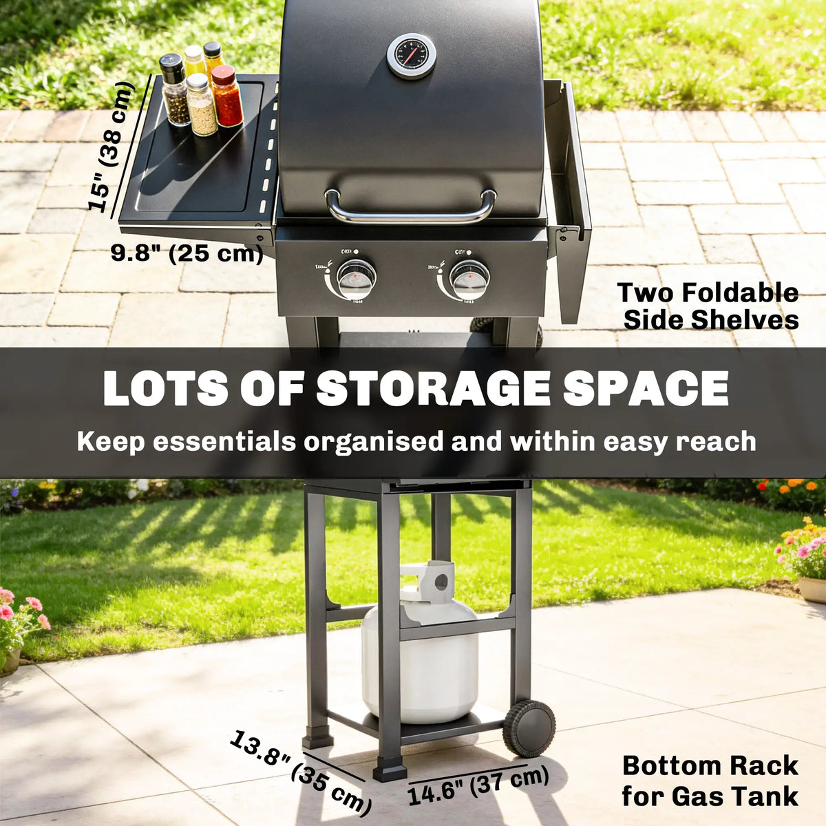 2 Burner Propane Gas Grill With Wheels, 18,400 BTU, Black Propane Gas Grills at Gallery Canada