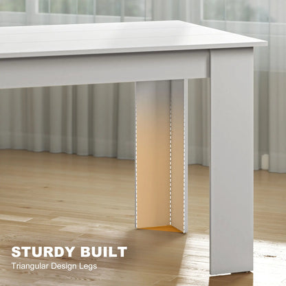 63" Kitchen Table for 4-6 People, Wood Effect, White Dining Tables at Gallery Canada