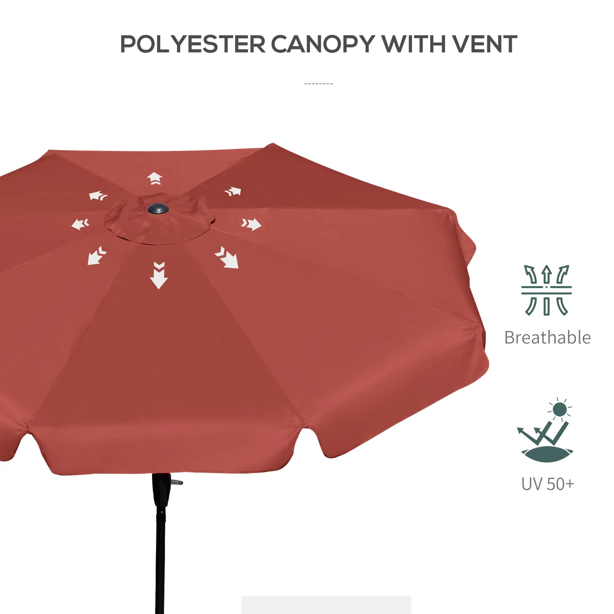 8.5 ft Round Patio Umbrella, Tilt and Crank, Wine Red Sun Umbrellas at Gallery Canada