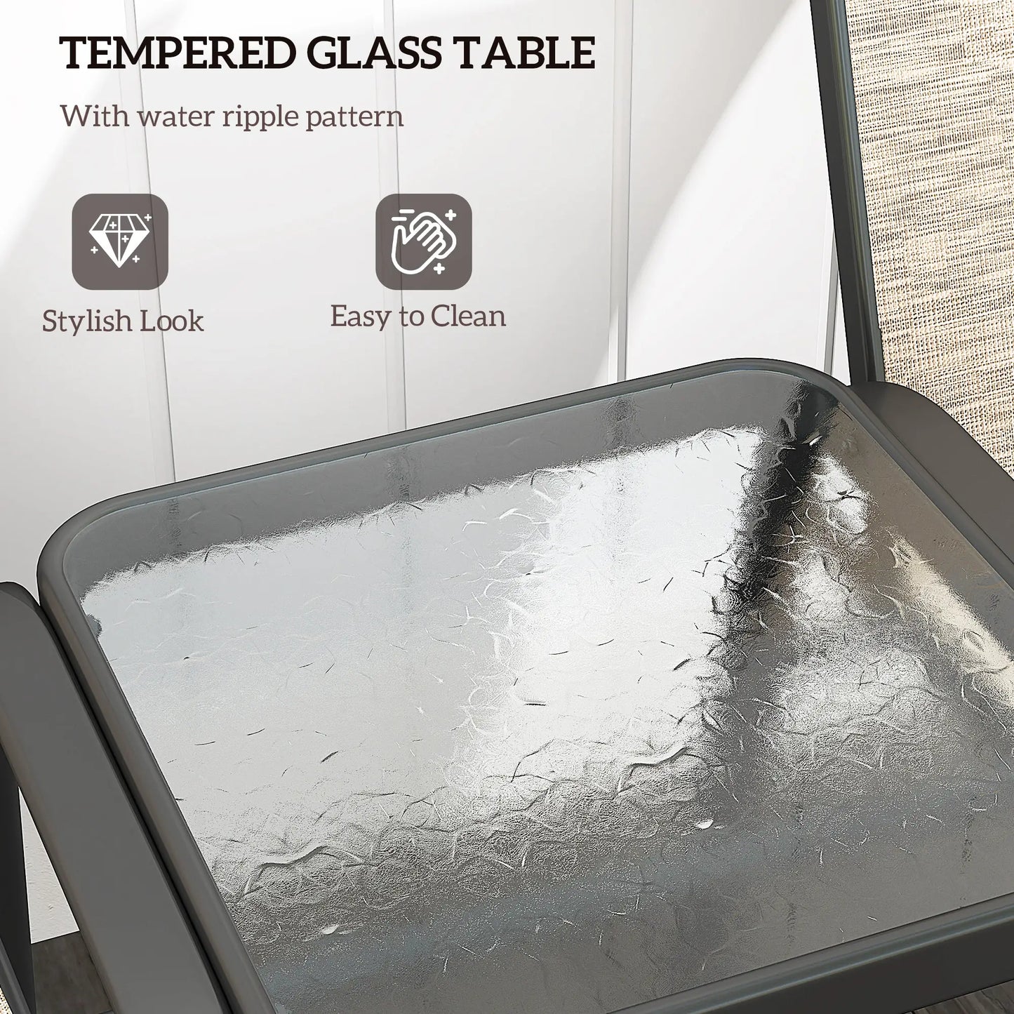 Outdoor Loveseat with Glass Table, Garden Bench, Breathable Mesh, Brown Outdoor Benches at Gallery Canada