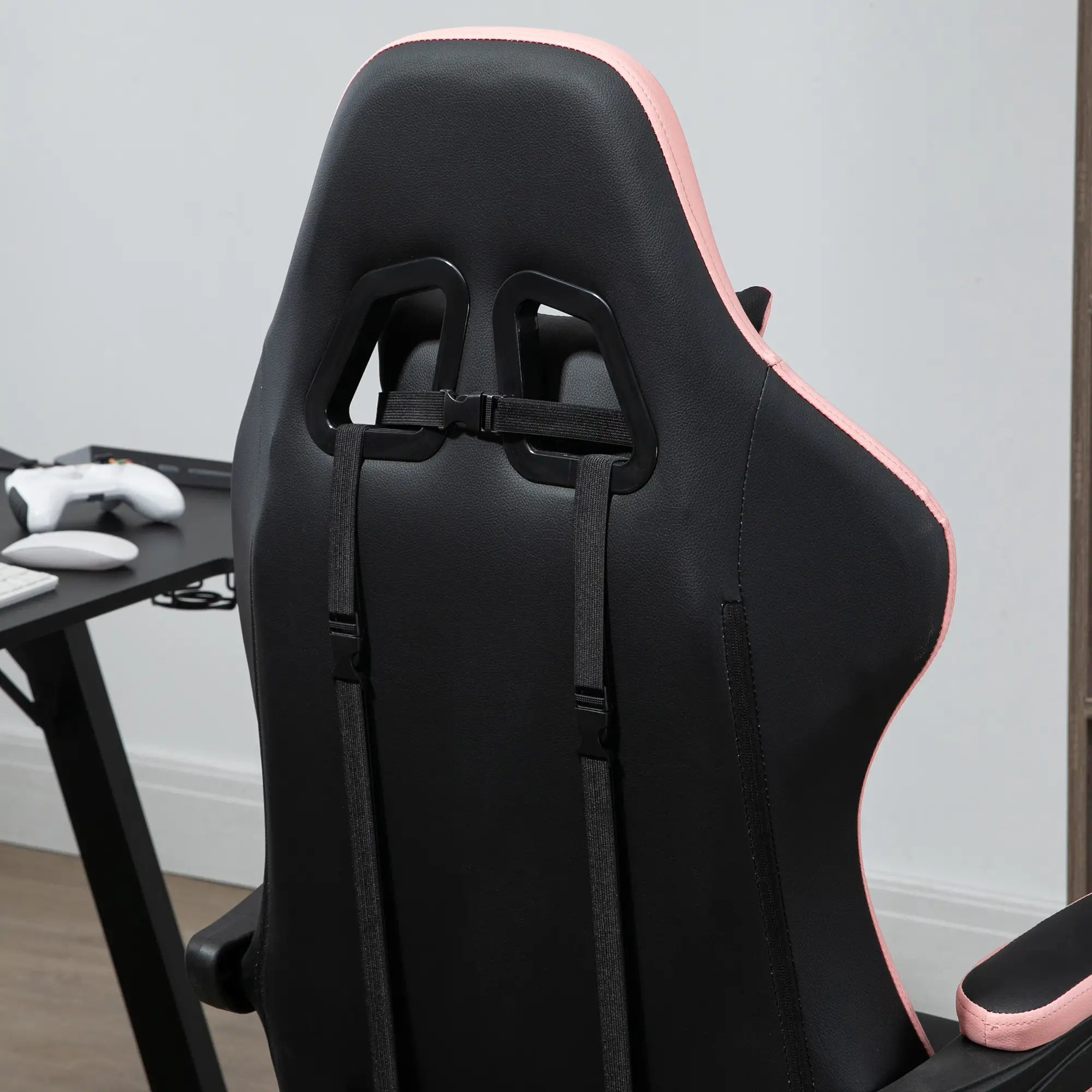 Gaming Chair, PU Leather Office Desk Chair with Footrest, Swivel Wheels, 135° Reclining Back, Black Video Game Chairs at Gallery Canada