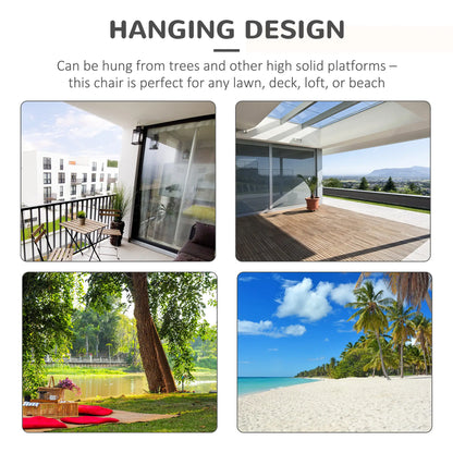 Hanging Macrame Chair, Cotton w/ Two Cushions, Dark Grey Hammock Swings at Gallery Canada