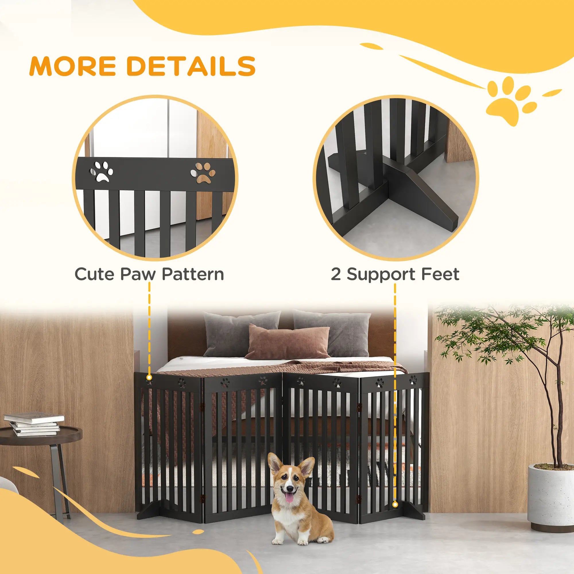 80 Extra Wide Pet Gate With Support Feet, Black Houses, Kennels & Pens at Gallery Canada