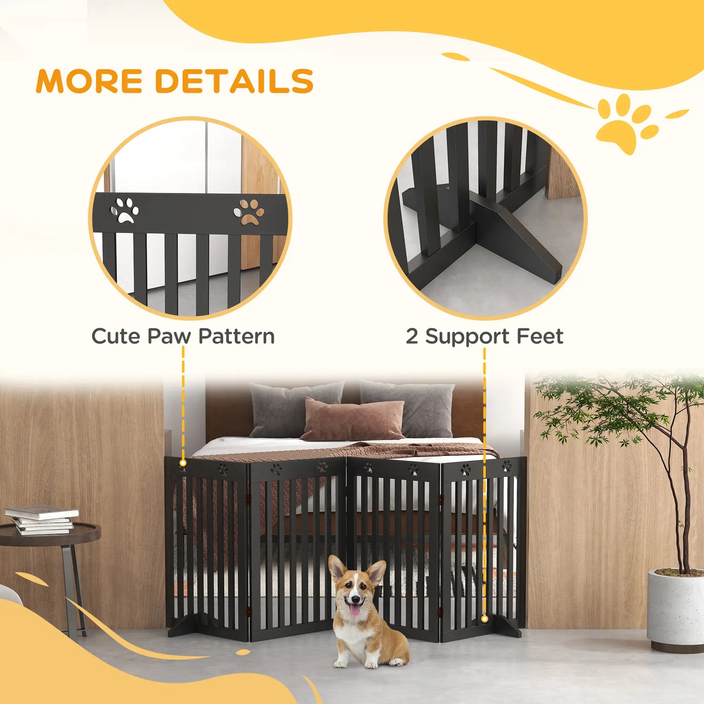 80 Extra Wide Pet Gate With Support Feet, Black Houses, Kennels & Pens at Gallery Canada