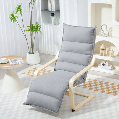 Accent Chair, Velvet Upholstered Living Room Chair with Footrest, Wood Frame, Light Grey Accent Chairs at Gallery Canada