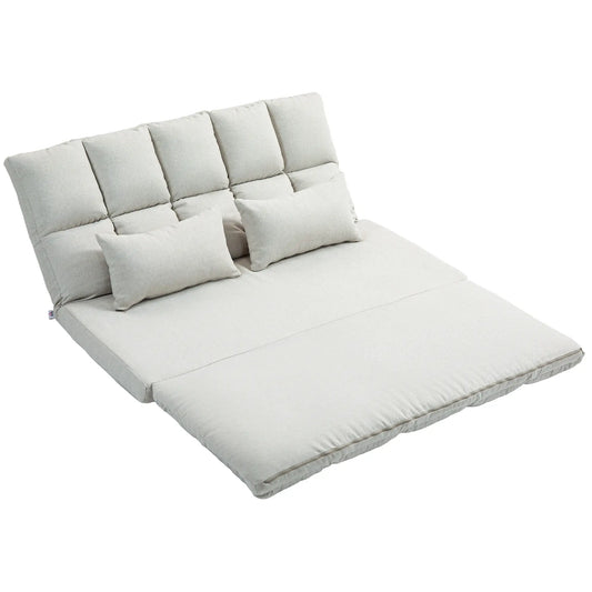 Convertible Floor Sofa, Foldable 2-Seater with 9-Position Backrest, Cream White 2-Seater Sofas Cream at Gallery Canada