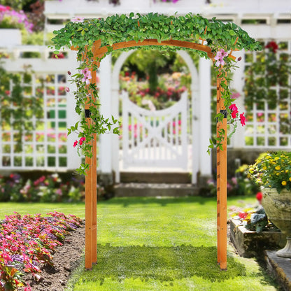 7.5FT Wood Garden Arch Trellis, Round Pergola Arbor, Yellow Garden Arches at Gallery Canada