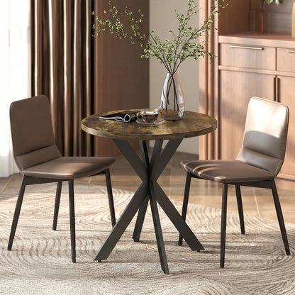 29" Round Dining Table, Steel Legs, Rustic Brown Dining Tables at Gallery Canada