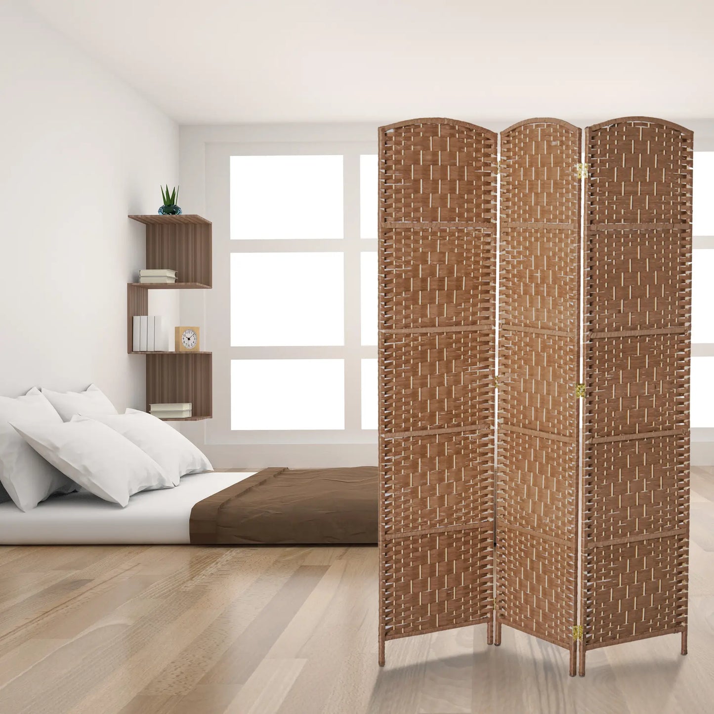 6ft Folding Room Divider, 3 Panel Wooden Frame, Natural Room Dividers at Gallery Canada