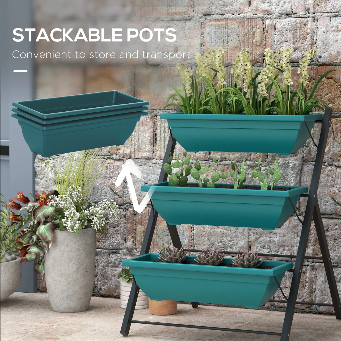 3-Tier Vertical Garden Planter, Outdoor Plant Stand for Vegetables Flowers Plant Stands at Gallery Canada