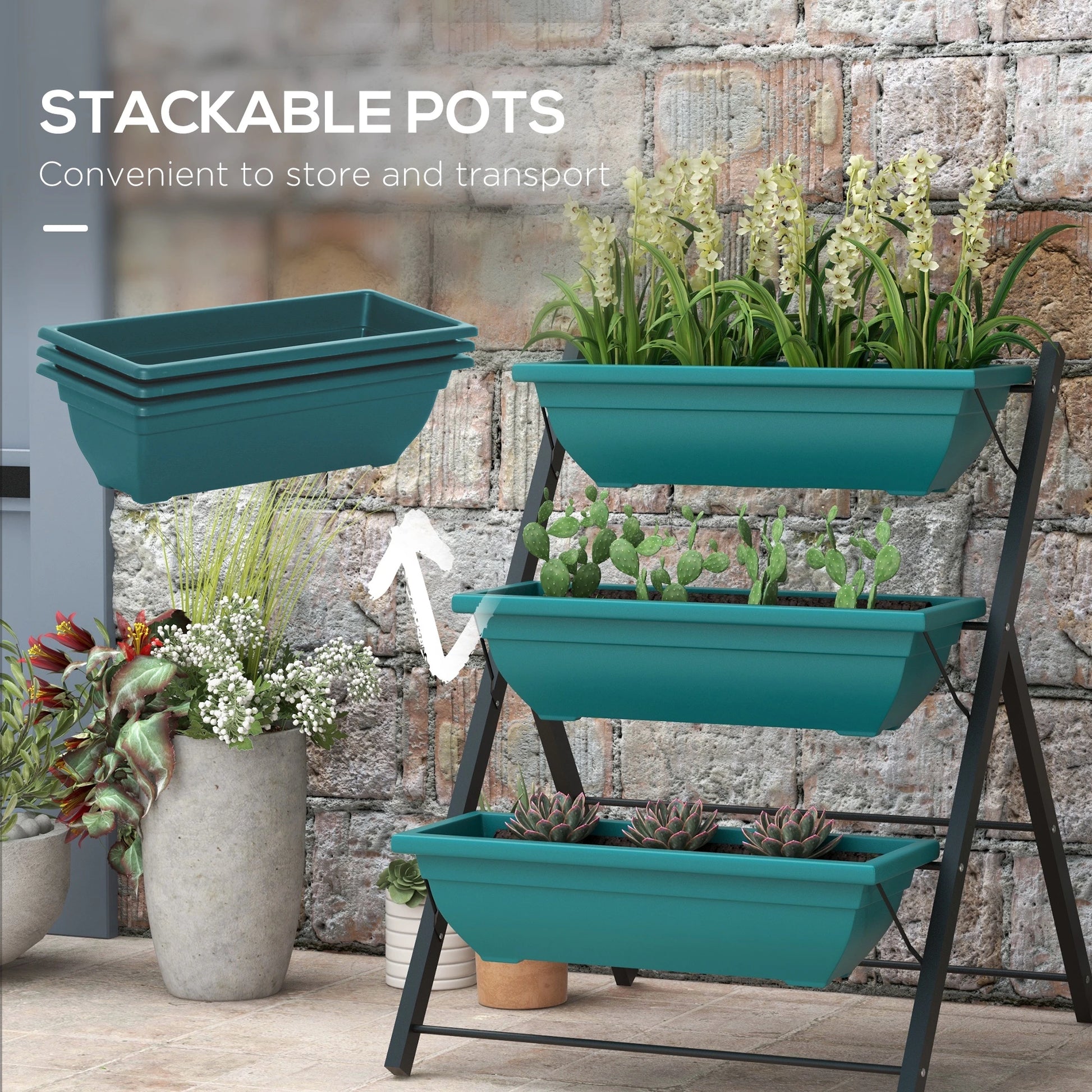 3-Tier Vertical Garden Planter, Outdoor Plant Stand for Vegetables Flowers Plant Stands at Gallery Canada