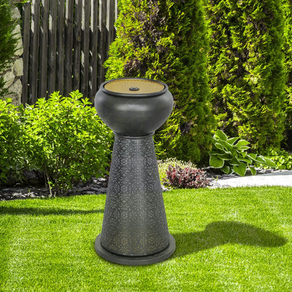 28" Tall Outdoor Water Fountain with LED Lights, Adjustable Flow, Dark Grey, Yellow Water Fountains at Gallery Canada