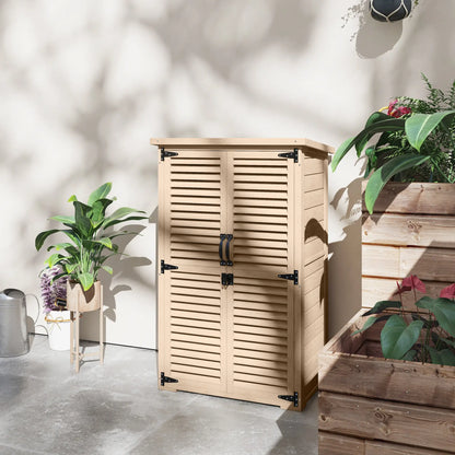 Wooden Garden Shed, 30" x 20" x 47", Waterproof Asphalt Roof, Shelves, Natural