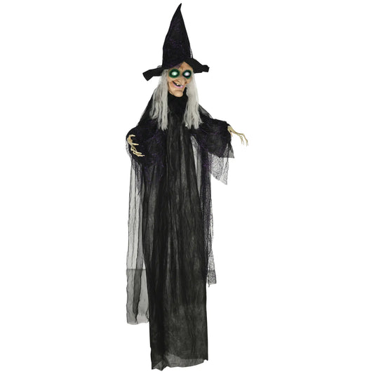 6' Life Size Witch Halloween Decoration, Light Up Eyes, Black Halloween Decorations Black at Gallery Canada