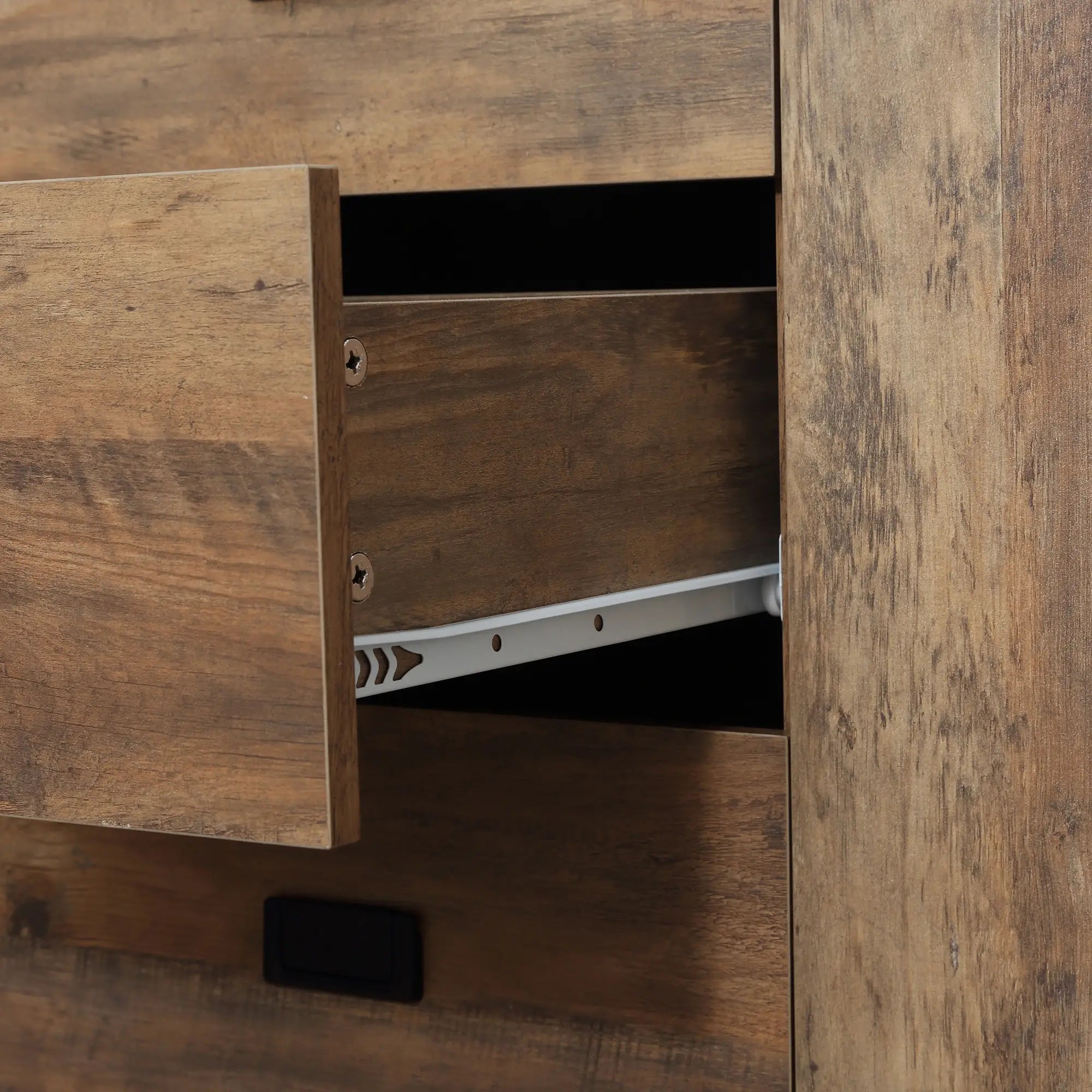 Industrial Sideboard Cabinet, 2 Doors, 3 Drawers, Shelves, Brown Bar Cabinets at Gallery Canada