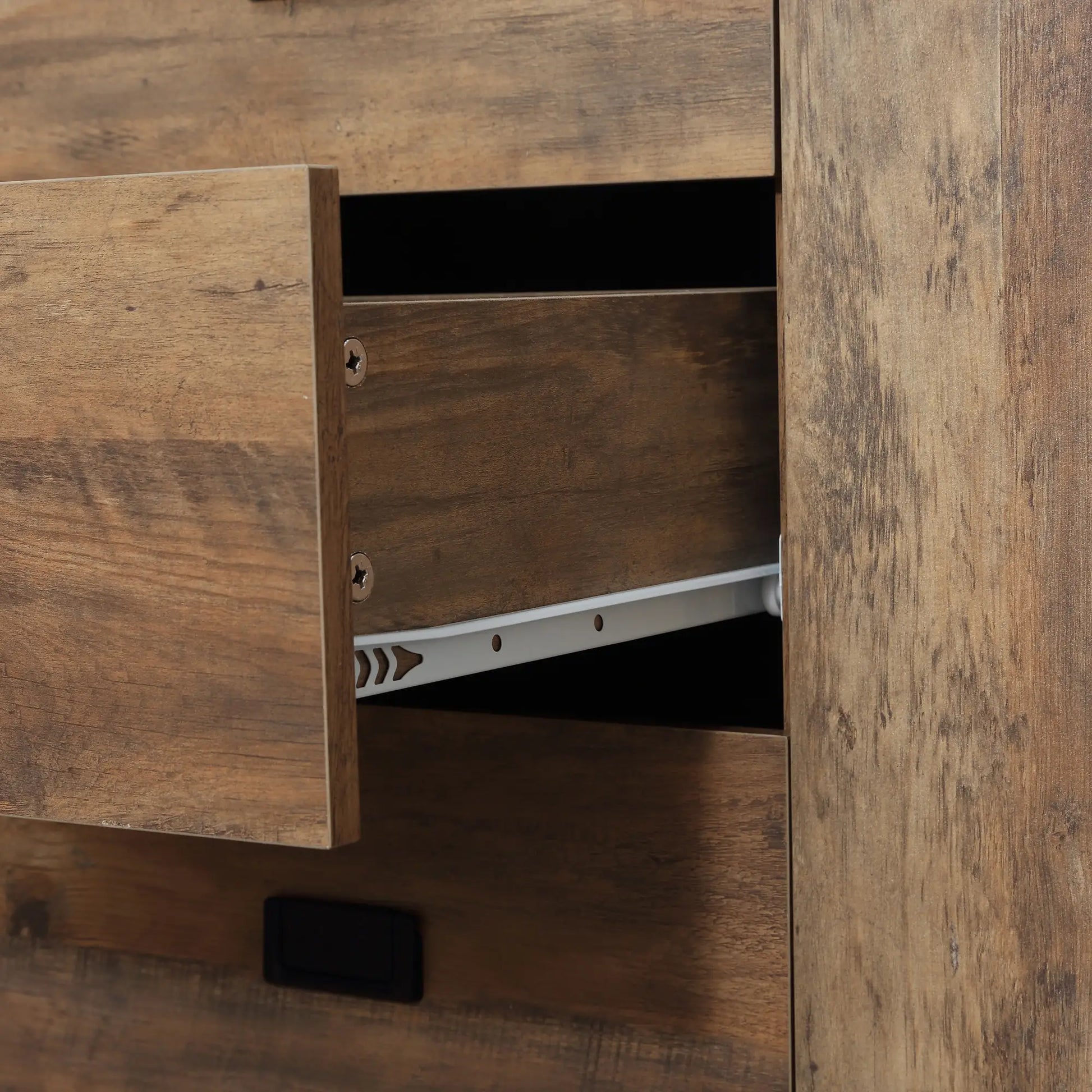 Industrial Sideboard Cabinet, 2 Doors, 3 Drawers, Shelves, Brown Bar Cabinets at Gallery Canada