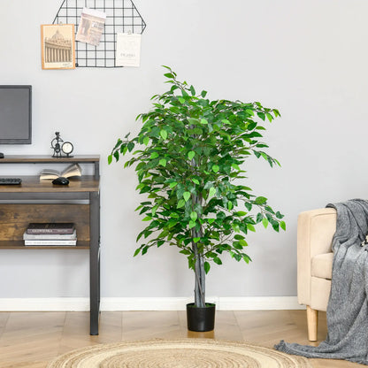 4.5ft Ficus Artificial Plant, Realistic Leaves, Potted, Green Artificial Trees at Gallery Canada