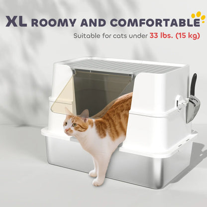 XL Stainless Steel Litter Box With Lid, Extra Large Covered Cat Litter Box Cat Litter Box Enclosures at Gallery Canada